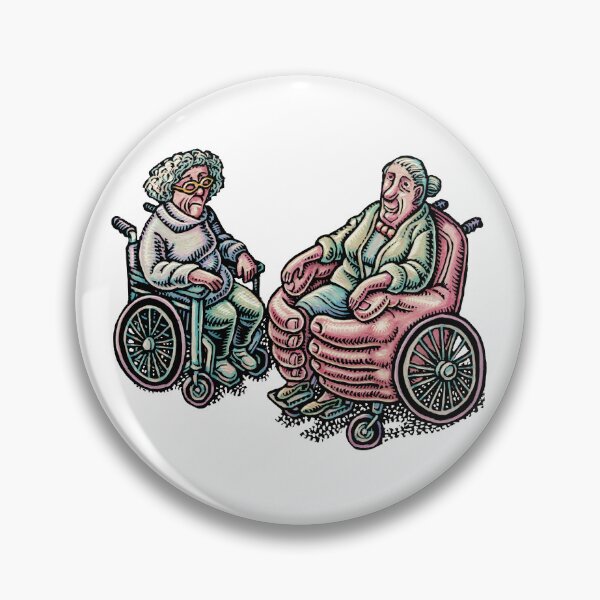 Item preview, older women in wheelchairs, one wheelchair is giant caring hands  designed and sold by LisaHaney.