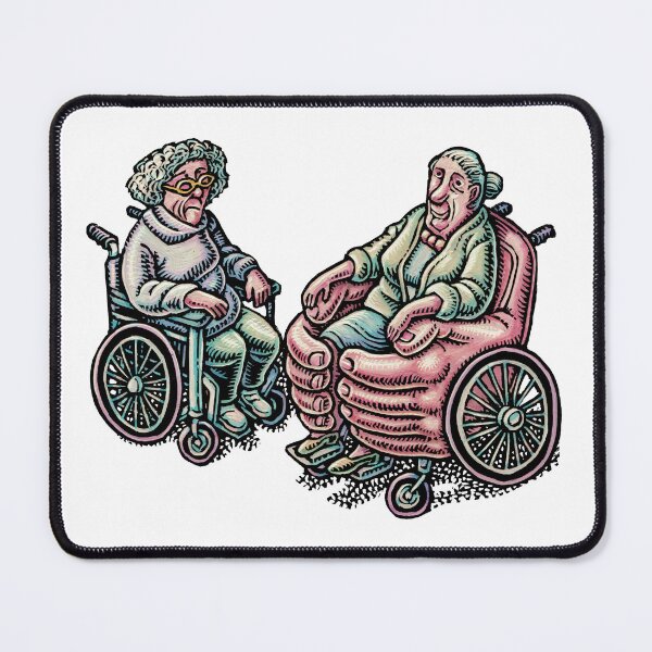 Item preview, older women in wheelchairs, one wheelchair is giant caring hands  designed and sold by LisaHaney.