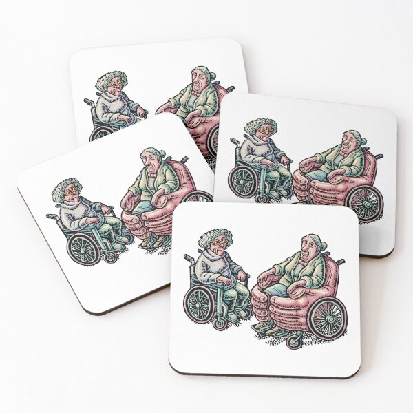 Item preview, older women in wheelchairs, one wheelchair is giant caring hands  designed and sold by LisaHaney.