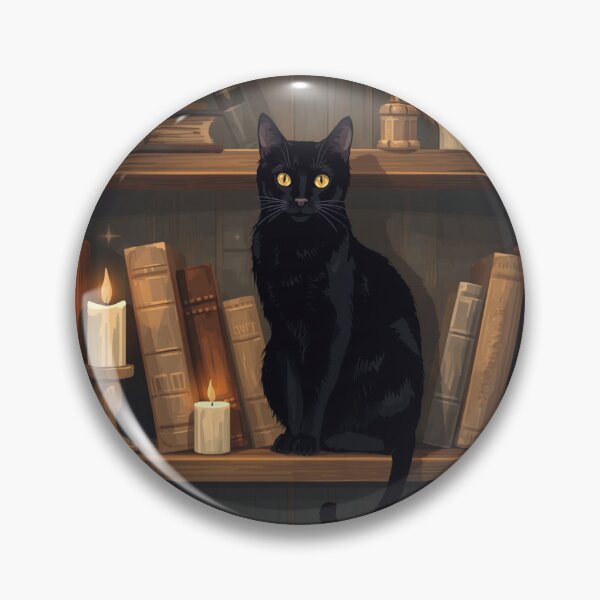 Item preview, Black cat in Bookshelf floral aesthetic design designed and sold by Rush2Buy.