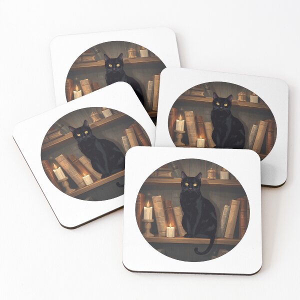 Item preview, Black cat in Bookshelf floral aesthetic design designed and sold by Rush2Buy.