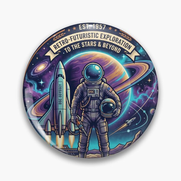 Item preview, Deep Space Corps EST 1957 Retro Futuristic Wings Astronaut Saturn Space Badge designed and sold by Void and Neon.