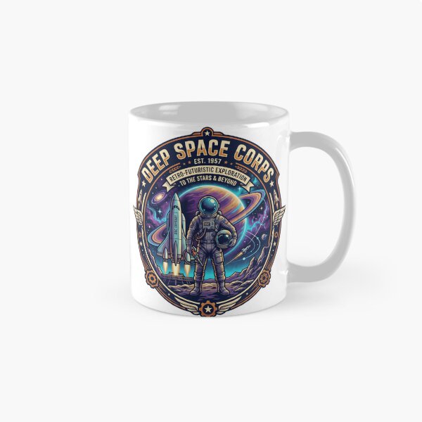 Item preview, Deep Space Corps EST 1957 Retro Futuristic Wings Astronaut Saturn Space Badge designed and sold by Void and Neon.