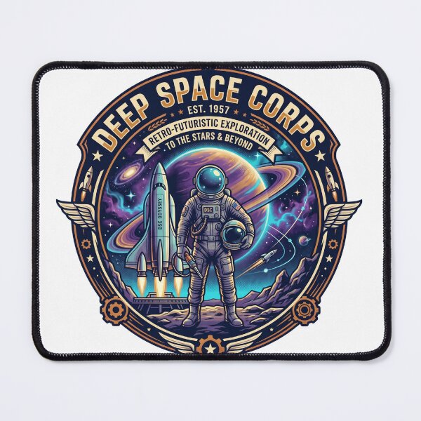 Item preview, Deep Space Corps EST 1957 Retro Futuristic Wings Astronaut Saturn Space Badge designed and sold by Void and Neon.