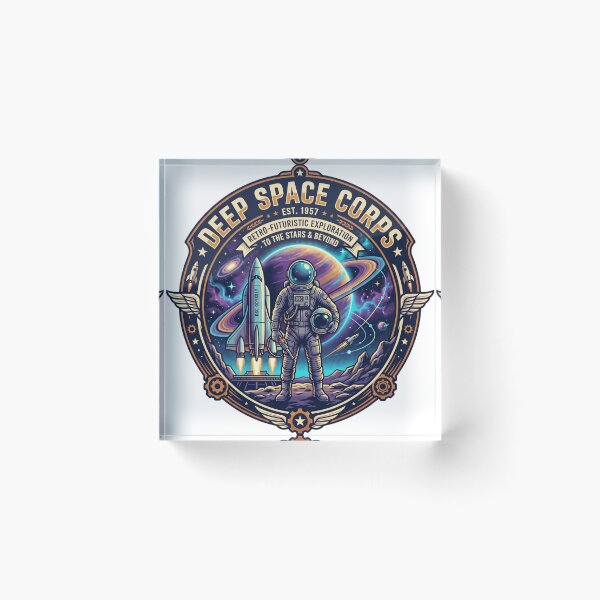 Item preview, Deep Space Corps EST 1957 Retro Futuristic Wings Astronaut Saturn Space Badge designed and sold by Void and Neon.