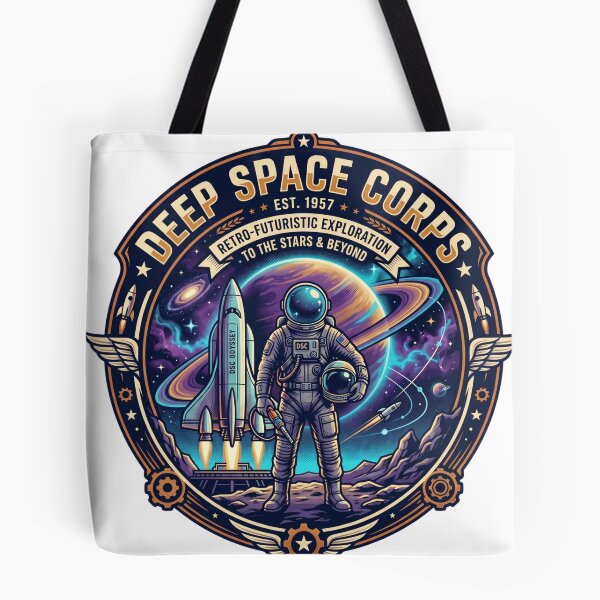 Item preview, Deep Space Corps EST 1957 Retro Futuristic Wings Astronaut Saturn Space Badge designed and sold by Void and Neon.