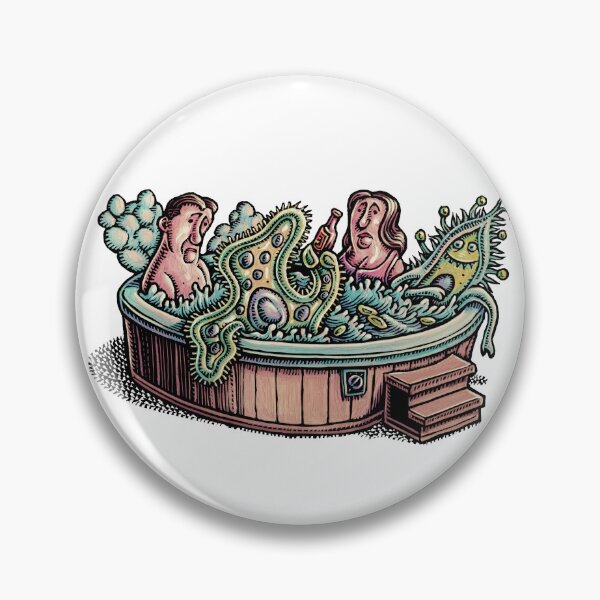 Item preview, A disgusted man and woman in a hot tub with huge germs and bacteria. designed and sold by LisaHaney.