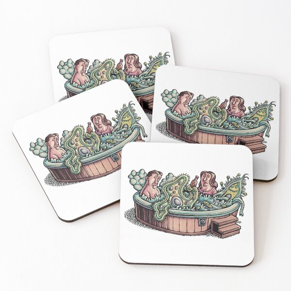 Item preview, A disgusted man and woman in a hot tub with huge germs and bacteria. designed and sold by LisaHaney.