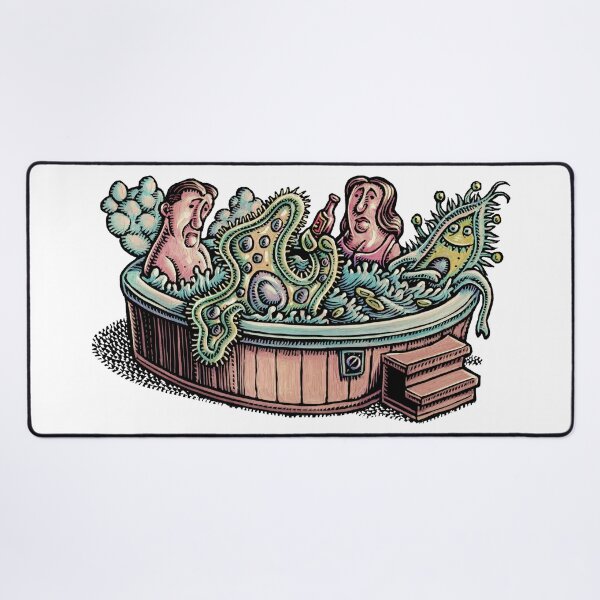 Item preview, A disgusted man and woman in a hot tub with huge germs and bacteria. designed and sold by LisaHaney.