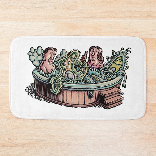 Item preview, A disgusted man and woman in a hot tub with huge germs and bacteria. designed and sold by LisaHaney.