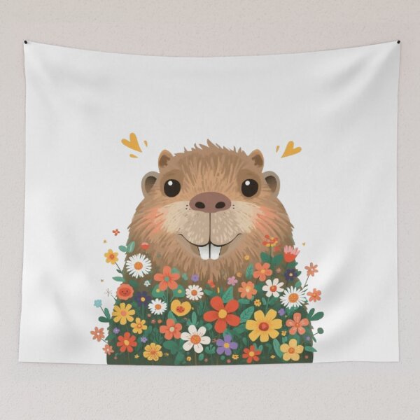 Item preview, Flower Capybara Kawaii Sticker designed and sold by Stylestickers55.