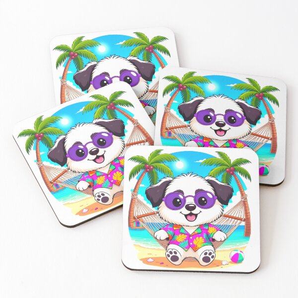 Item preview, Cute Puppy Hammock Beach Sticker Description designed and sold by ExploreAura Studio.