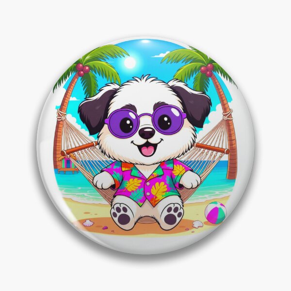 Item preview, Cute Puppy Hammock Beach Sticker Description designed and sold by ExploreAura Studio.