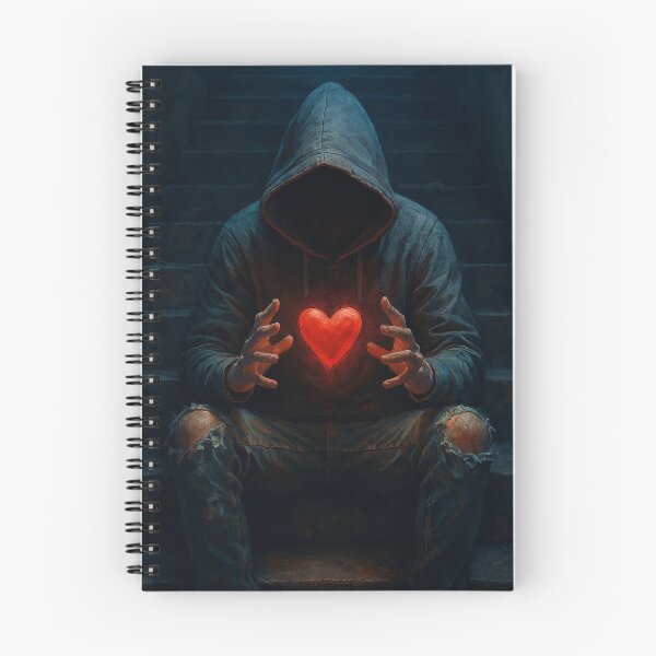 Item preview, Shadow Heart – Glowing Red Heart in Dark Urban Stairs designed and sold by Timeless Junction.
