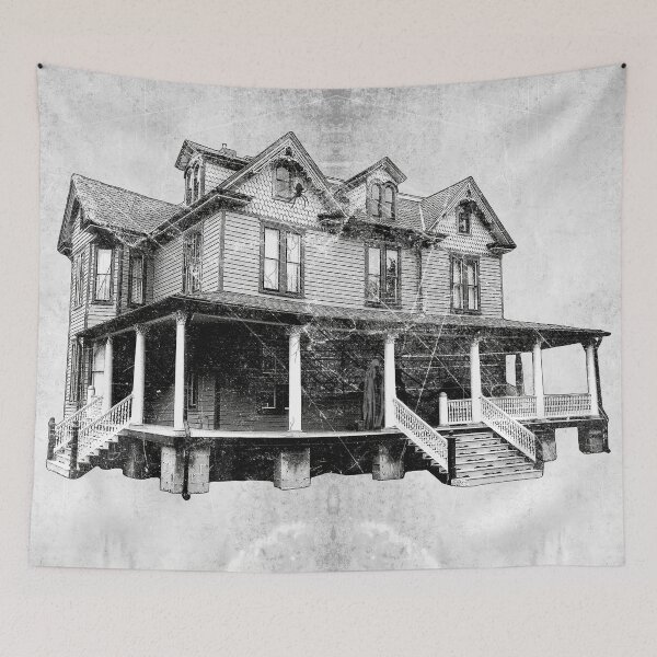 Item preview, Haunted Victorian House Ghost Spider Cobweb Dark Horror Art designed and sold by Ghoul Enterprises.
