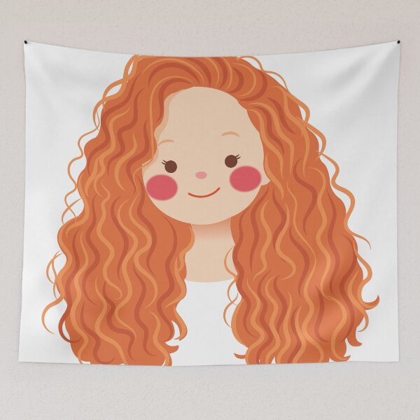 Item preview, Cute Curly Red Hair Girl Illustration | Ginger Hair Portrait Art designed and sold by PnrArtDesign.