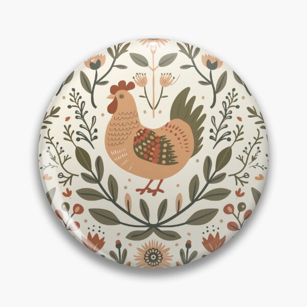Item preview, Scandinavian Folk Art, Floral Chicken designed and sold by xiao xuans.