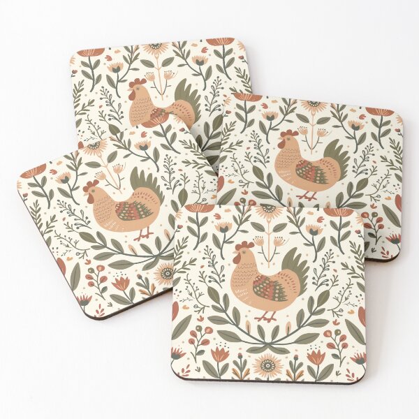 Item preview, Scandinavian Folk Art, Floral Chicken designed and sold by xiao xuans.