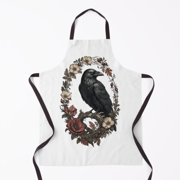 Item preview, Raven in Bloom , Dark Cottagecore Gothic Bird Botanical Art Print designed and sold by NullSpacePrints.