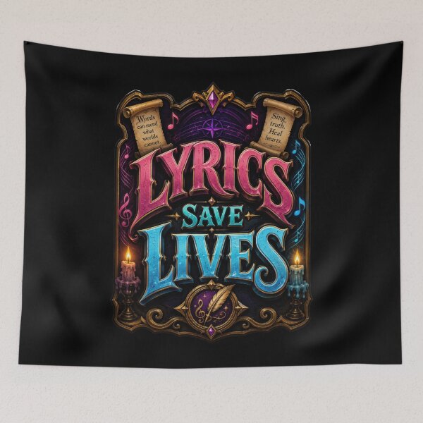 Item preview, Lyrics Save Lives Fantasy Music Poster Design  designed and sold by Sketchlegacy.