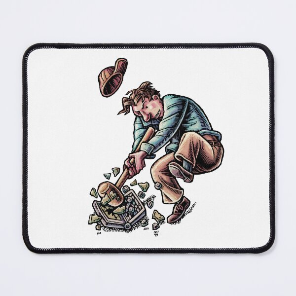 Item preview, man breaking a laptop with a big hammer designed and sold by LisaHaney.