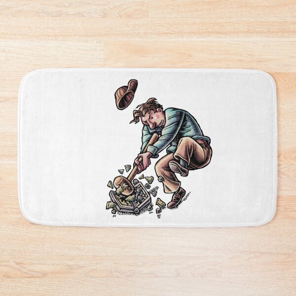 Item preview, man breaking a laptop with a big hammer designed and sold by LisaHaney.