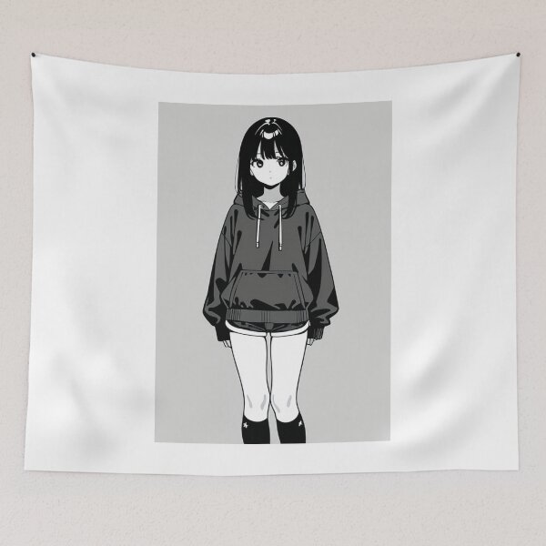 Item preview, Fashion - Woman in Black and White Hoodie Celestial Socks Anime designed and sold by AnimeShin.