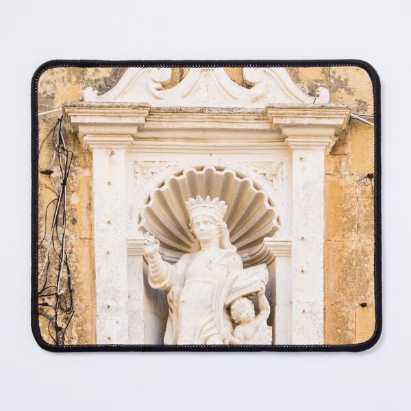 Item preview, White Marble Religious Statue in Stone Niche Above Historic Church Window With Cross Ornament designed and sold by Nmallia.
