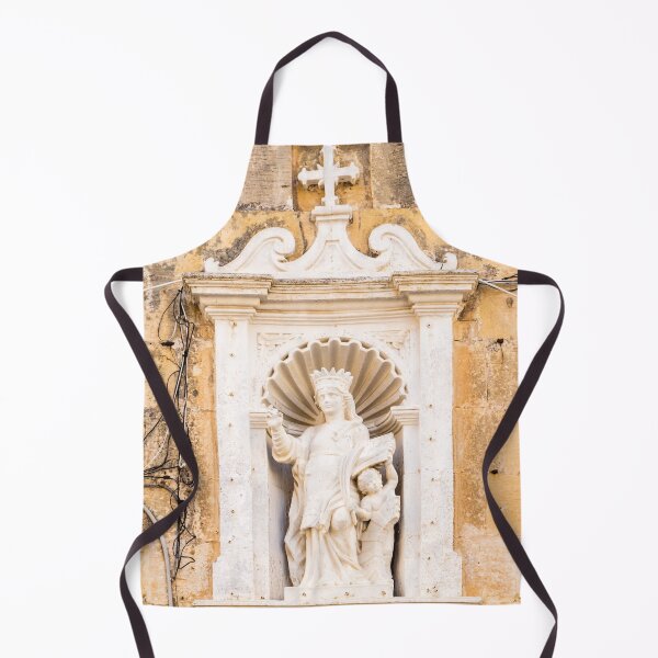 Item preview, White Marble Religious Statue in Stone Niche Above Historic Church Window With Cross Ornament designed and sold by Nmallia.