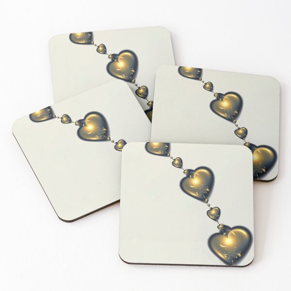 Item preview, Golden Fractal Hearts String Romantic Elegant Decor designed and sold by pinkal.