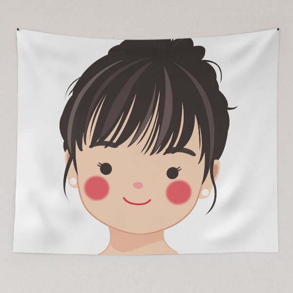 Item preview, Cute Brunette Girl Illustration | Kawaii Black Hair Portrait designed and sold by PnrArtDesign.