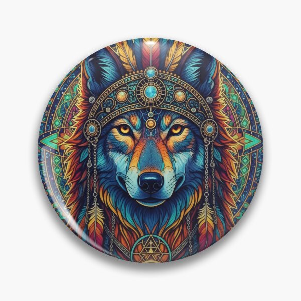 Item preview, Tribal Mandala Wolf Spirit Sacred Geometry Boho Colorful Psychedelic Art designed and sold by Madhav Creations Studio.
