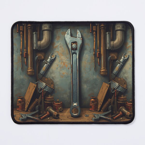 Item preview, Vintage Adjustable Wrench Workshop Mechanic Tool Artwork designed and sold by Evergreen Horizon Works.