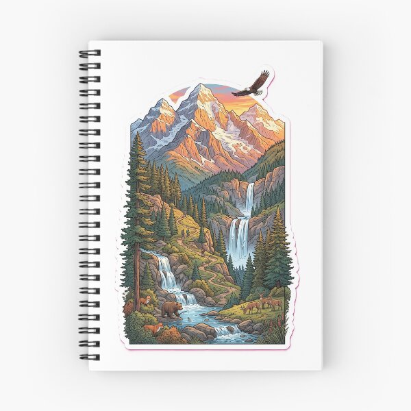 Item preview, Waterfall Valley with Moutain | Design | T-Shirt designed and sold by Prism-Bubble.