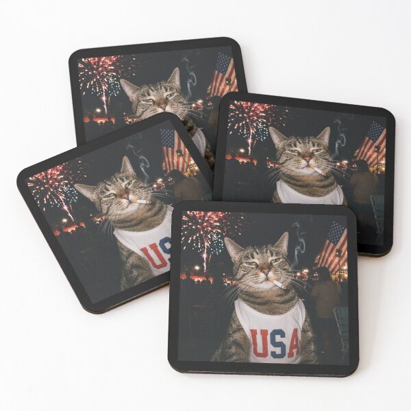 Item preview, Funny Patriotic Smoking Cat, Vintage 4th of July designed and sold by sparkfavs.