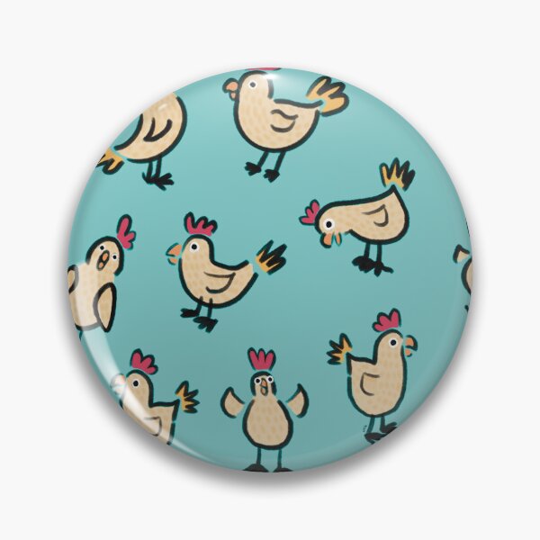 Item preview, Happy Chicken Doodle pattern on turquoise  designed and sold by Catphonesoup.