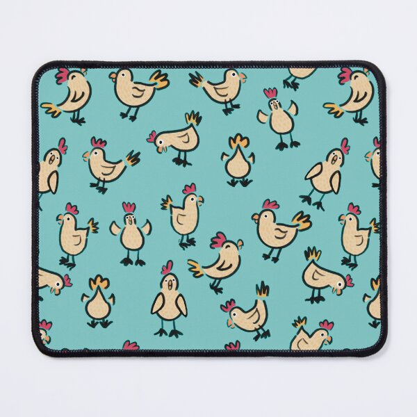 Item preview, Happy Chicken Doodle pattern on turquoise  designed and sold by Catphonesoup.