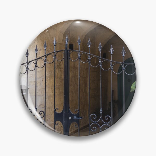 Item preview, Wrought Iron Gate and Stone Arched Entrance to Mediterranean Courtyard With Decorative Scrollwork designed and sold by Nmallia.