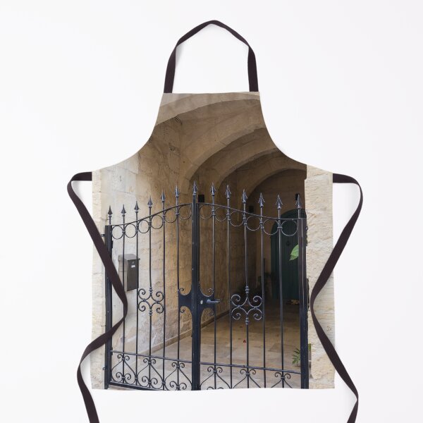 Item preview, Wrought Iron Gate and Stone Arched Entrance to Mediterranean Courtyard With Decorative Scrollwork designed and sold by Nmallia.