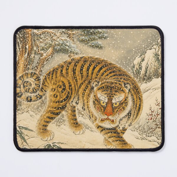 Item preview, Minhwa Tiger Walking Through Snowy Mountains | Korean Folk Art designed and sold by K-Tradition.