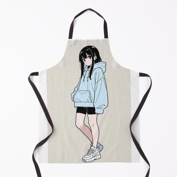 Item preview, Fashion - Woman in Blue Hoodie Bike Shorts Chunky Sneakers designed and sold by AnimeShin.