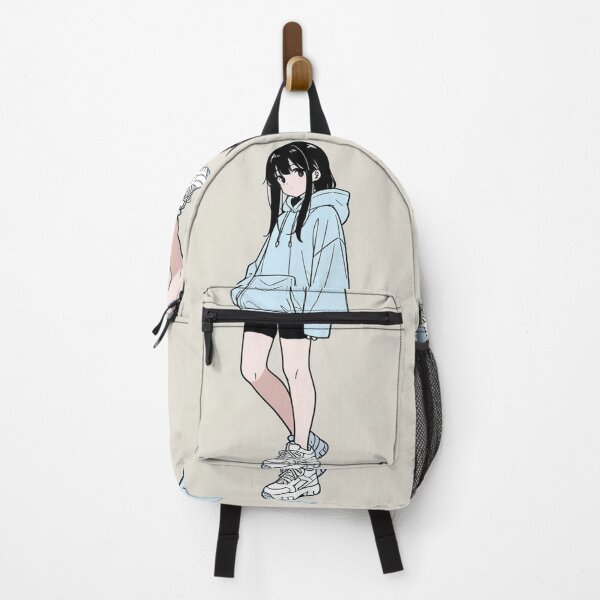 Item preview, Fashion - Woman in Blue Hoodie Bike Shorts Chunky Sneakers designed and sold by AnimeShin.