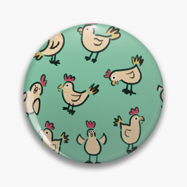 Item preview, Happy Chicken Doodle pattern on green designed and sold by Catphonesoup.