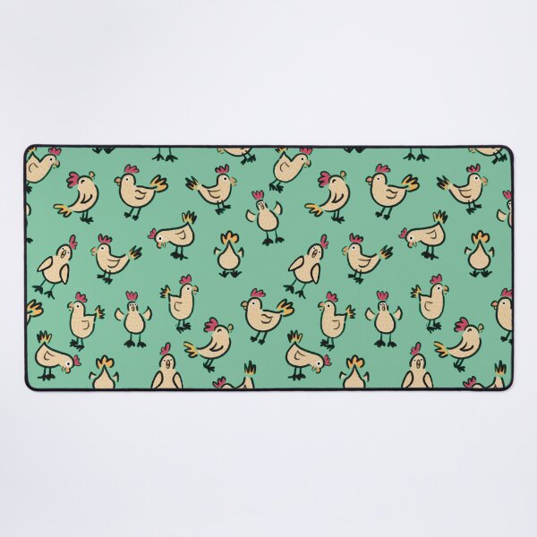 Item preview, Happy Chicken Doodle pattern on green designed and sold by Catphonesoup.