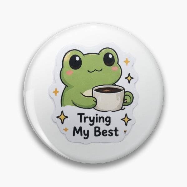 Item preview, Try My Best Frog Sticker | Cute Tea Cup Frog Motivation designed and sold by Khatumeye.