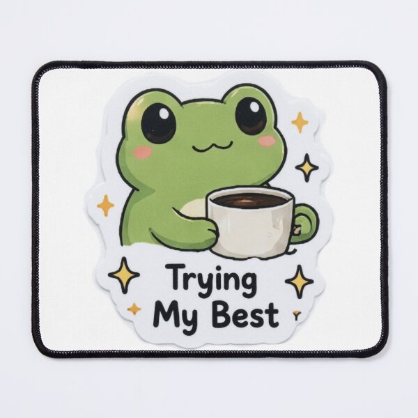 Item preview, Try My Best Frog Sticker | Cute Tea Cup Frog Motivation designed and sold by Khatumeye.