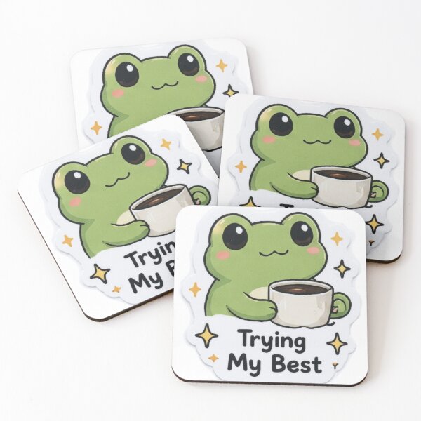 Item preview, Try My Best Frog Sticker | Cute Tea Cup Frog Motivation designed and sold by Khatumeye.