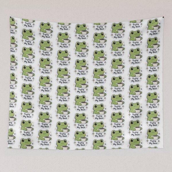 Item preview, Try My Best Frog Sticker | Cute Tea Cup Frog Motivation designed and sold by Khatumeye.