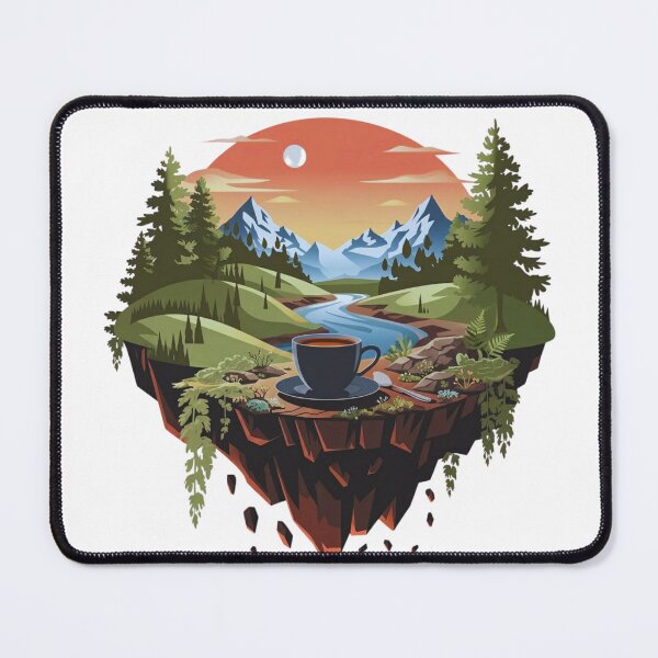 Item preview, Surreal Floating Island Coffee Art Scenic Mountain Landscape Illustration designed and sold by Gabe1983.