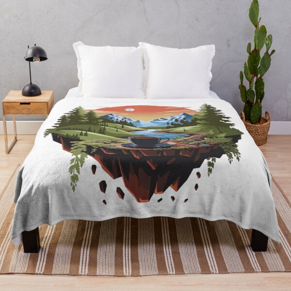 Item preview, Surreal Floating Island Coffee Art Scenic Mountain Landscape Illustration designed and sold by Gabe1983.
